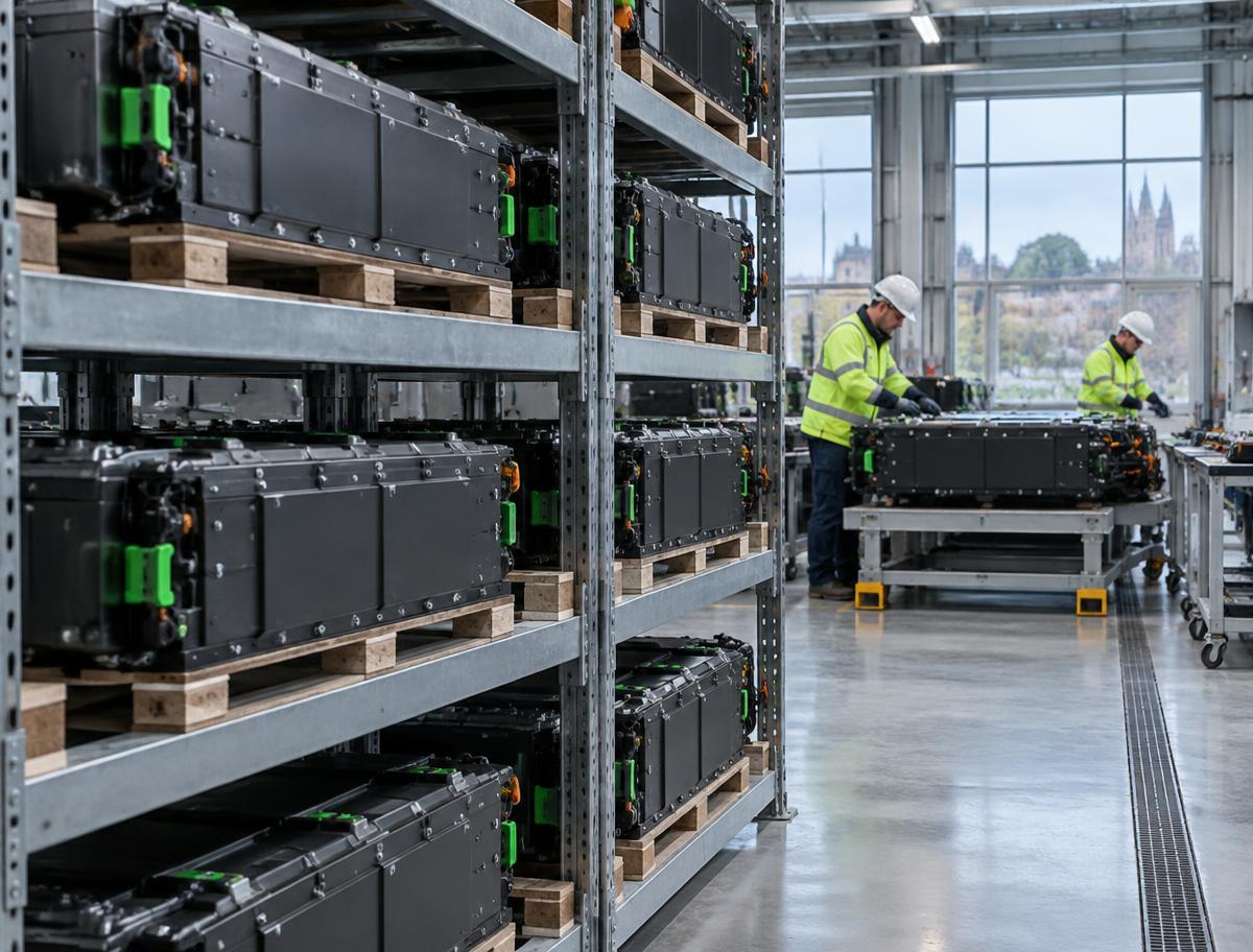 Second-life lithium battery modules in a facility